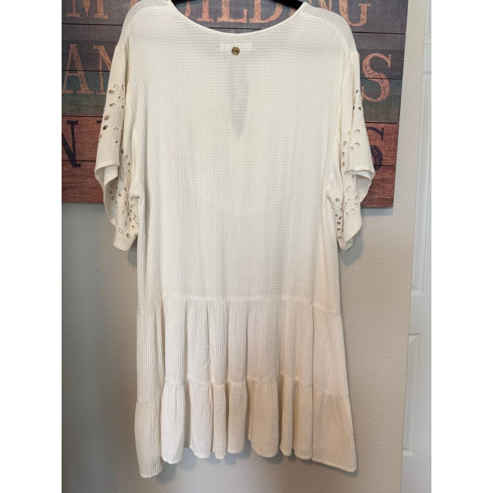 Rip Curl White Boho Mini Dress Small | Eyelet Lace Tassel Flowy - Picture 5 of 7
